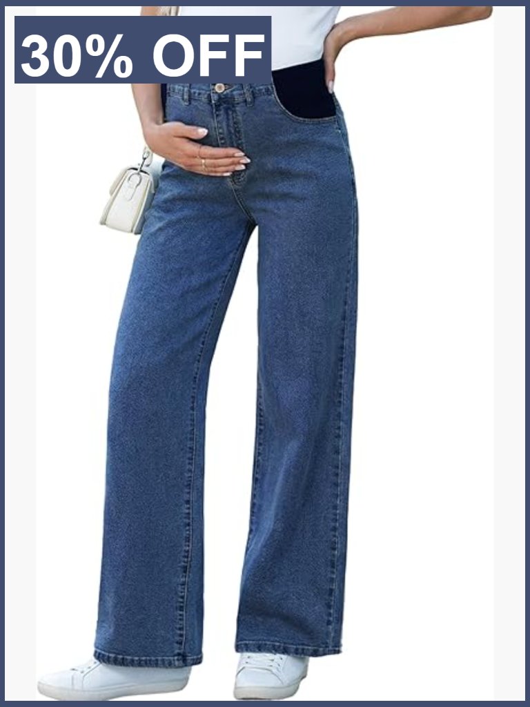 High Waist Maternity Straight Leg Denim Jeans With Pockets